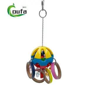 Colorful Cardboard Bagel Acrylic Pacifiers Small Bird Parrot Plastic Ball Toys For Parrot African Grey Bird Parrot