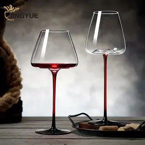 Gelas minum anggur sampanye batang panjang unik gelas tangan ditiup berwarna kaca kristal bertangkai kacamata anggur untuk hadiah