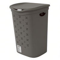 Corbeille à linge moderne Belli E Forti, fabrication italienne, 55 L, taupe, 370x395x535mm, en plastique avec couvercle pour le rangement du linge
