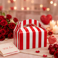 Boîtes à friandises multicolores à rayures pour fêtes, boîtes cadeaux de Noël en papier kraft avec poignée, boîtes à friandises en papier pour anniversaire