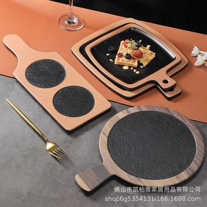 Creative <b>melamine</b> handle <b>plates</b>, flat <b>plates</b>, steak <b>plates</b>, pizza <b>plates</b>, Korean sashimi and barbecue plating, Western - Product Image 4