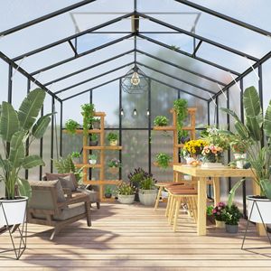 Современная садовая теплица, 10 х12 футов, с распашной дверью, рама из алюминиевого сплава и панель для ПК для овощей и цветов - Product Image 5
