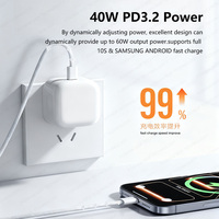 Adaptador de Corriente USB-C PD 3.0 de Alta Calidad de 40 W con Enchufe del Reino Unido para 17/16/15/14 Pro Max y Portátil