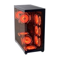 Boîtiers d'ordinateur Full Tower Pcooling en promotion avec fenêtre transparente, noirs, châssis ATX irrégulier, en verre trempé