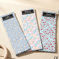Ensemble de bandes de résistance personnalisées avec logo floral pour femmes, bandes de résistance en tissu personnalisées pour l'entraînement, bandes de résistance portables antidérapantes pour les hanches, yoga, gym