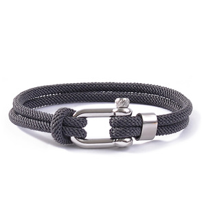 Pulseras de Cuerda Náutica en Forma de U para Hombre, de Acero Inoxidable de Doble Hilo, con Logotipo Personalizado, para Aventuras al Aire Libre - Product Image 4