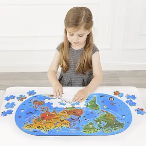 New kids human geography learning toys 100 pieces portable gift box toys children cognitive early education jigsaw puzzle toys