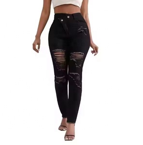 Nuovi <span class=keywords><strong>Jeans</strong></span> Trendy da <span class=keywords><strong>Donna</strong></span> a Vita Media, Stile Casual Streetwear con Look Denim Sbiadito e Strappato, Adatti per Stili Autunnali e Invernali. - Product Image 2