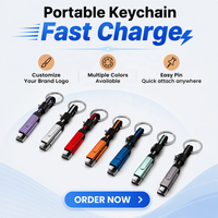 Câble de charge porte-clés 6-en-1 USB-C vers USB-C en alliage d'aluminium, charge rapide PD 60W, logo personnalisé, vente en gros