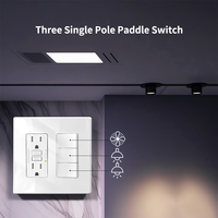 Interrupteur à bascule triple homologué ETL 15A 120V, interrupteur à palette électrique à trois pôles simples, interrupteur mural combiné blanc