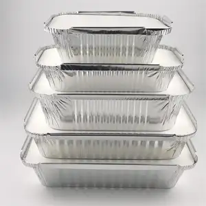 Упаковочная коробка из алюминиевой фольги 0,1 мм для быстрого обеда, одноразовая упаковочная коробка из алюминиевой фольги для еды