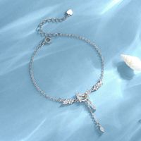 Bracelet à pampilles en argent sterling 925 plaqué rhodium, motif Lune et Osmanthus, inspiré de la déesse Laurier, idéal pour fille - Vente en gros