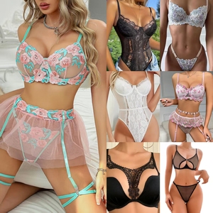 Lingerie seksi bordir bunga berkualitas tinggi set Lingerie eksotis <span class=keywords><strong>2</strong></span> potong pakaian dalam seksi wanita - Product Image 6