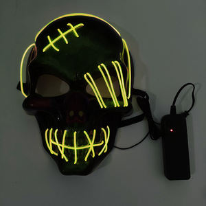 Unisex korkunç aydınlık kafatası maskesi PVC LED parlayan iskelet kafa maskeleri korku parti sahne Cosplay kostüm cadılar bayramı dekorasyon için - Product Image 2