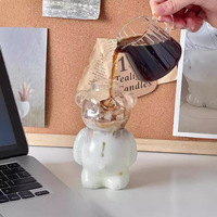 Mignon en forme d'ours de haute valeur créative Style américain nouvelle tasse en verre Couples résistant à la chaleur lait thé café eau