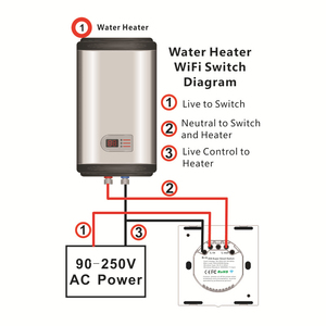 Interrupteur intelligent WiFi <span class=keywords><strong>20A</strong></span> ON/OFF pour chaudière <span class=keywords><strong>chauffe</strong></span>-<span class=keywords><strong>eau</strong></span> Panneau tactile WiFi Minuterie Contrôle par application US/EU Compatible Alexa Google Home 250V - Product Image 5