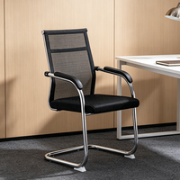 Chaise de bureau ergonomique moderne à dossier moyen en maille, extensible et réglable en hauteur, idéale pour la réception des visiteurs et les négociations