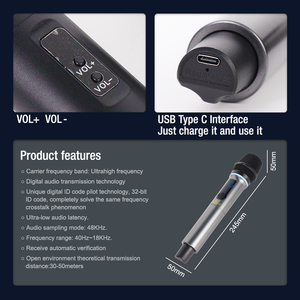 micro karaoké <span class=keywords><strong>sans</strong></span> <span class=keywords><strong>fil</strong></span> ZQS-2M506 avec lumières rvb et affichage numérique son Hi-Fi <span class=keywords><strong>rechargeable</strong></span> pour le chant à la maison - Product Image 4