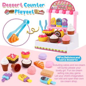 Ept giả vờ chơi siêu thị cửa hàng tiền mặt đăng ký đồ chơi cửa hàng kem với máy quét tiền máy tính món tráng miệng - Product Image 5