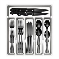 Promotion Luxe Maison 48 Pièces Ensemble de Couverts Modernes en Acier Inoxydable Poli Miroir avec Organisateur de Couverts pour Cuisine