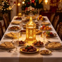 Lanternes LED carrées en plastique pour l'Aïd, durables, étanches, à lumière chaude, pour temples et palais religieux, idéales pour le Ramadan, petites et d'intérieur, vente en gros