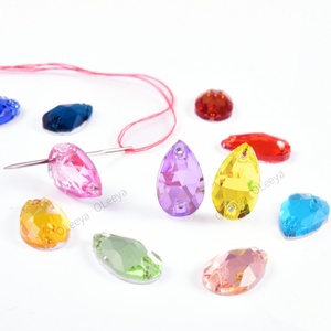 OLeeya Factory 5A <b>Drop</b> Shape Colorful Sew on Rhinestones Crystal AB Glass Flatback Sew on Rhinestone for Wedding Dress - Product Image 3