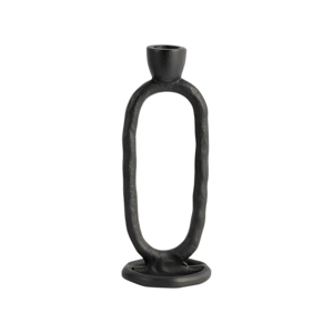 Portacandele decorativo ovale aperto in metallo per candele a pilastro, ideale come centrotavola per il soggiorno di casa. - Product Image 1