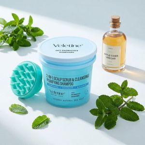 Lozione Esfoliante Vegana OEM per il Cuoio Capelluto, Trattamento Anti-Forfora con Sale Marino, Pulizia Profonda e Purificante, Massaggio per la Cura dei Capelli 2-in-1 - Product Image 1