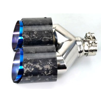 Embout d'échappement en fibre de carbone forgée - Double sortie - Taille d'entrée : 51 54 57 60 63 67 70 mm - Taille de sortie : 89 101 114 mm