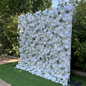 Vendita Calda: Sfondo Floreale per Matrimoni 8ft/10ft, Decorazione con <span class=keywords><strong>Fiori</strong></span> Artificiali Rosa, Fondale Artificiale per Hotel, Parete di <span class=keywords><strong>Fiori</strong></span> 5D - Product Image 4