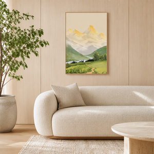 Quadro da Parete con Paesaggio Montano Dorato, Stampa Digitale di Natura Serena, Scenografia di Colline Verdi a 6 Colori, Decorazione per Ufficio e Studio - Product Image 4