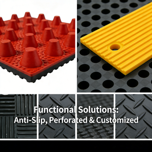 Feuille de caoutchouc antidérapante absorbant les chocs isolants industriels noirs avec service de coupe Taille et épaisseur personnalisables - Product Image 3