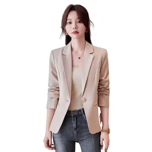 2024 Весенний Новый однотонный пиджак Премиум Стиль офисный Модный повседневный костюм Топ для женщин