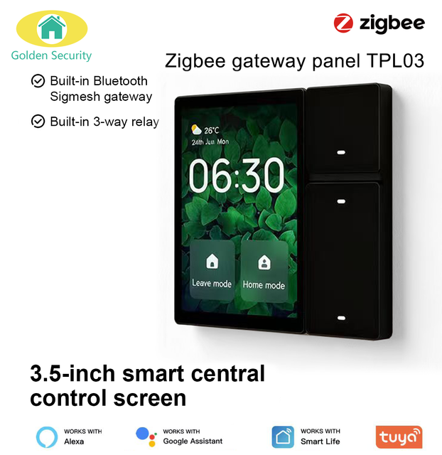 2026 Golden Security Top Selling Zigbee Wifi 3.5 Inch Central Control Interactive Panel Touch Wall Switch Built in IR Controller