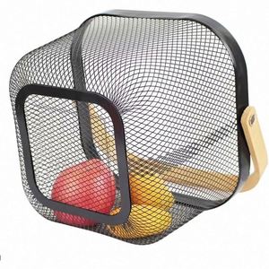 Metal <b>Mesh</b> Steel <b>Basket</b> with Handle Garden <b>Baskets</b> for Gathering Vegetables Square Hanging Storage Shelf Fruit <b>Basket</b> Bin - Product Image 2
