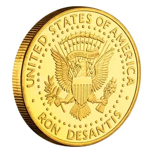 संयुक्त राज्य अमेरिका रॉन डेसेंटिस संग्रहणीय सोना मढ़वाया स्मारिका सिक्का मेक अमेरिका फ्लोरिडा 2024 स्मारक सिक्के