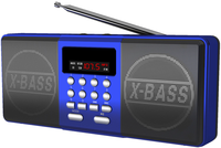 Radio eléctrica digital FM portátil, batería recargable, función de diente azul, pantalla de visualización, banda AM, USB, TF, RF, azul, USB, TF, RF, azul