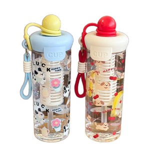 Linda botella de agua con diseño de dibujos animados, de gran capacidad, con pajita, para niñas, estudiantes, portátil, para usar en excursiones. - Product Image 5