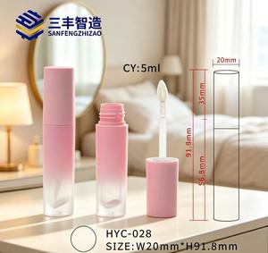 Custom Private Label Luxury Empty Gradient Pink Green Yellow <b>Lip</b> <b>Gloss</b> Frosted Tubes With Wand Brush - Product Image 4
