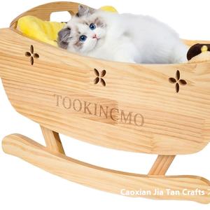 스몰 사이즈 사계절 단단한 나무 고양이 개 흔들 침대 상자 중첩 자동차 애완 동물 해먹 나무 스윙 침대 상자 편안한 흔들 모션 - Product Image 1
