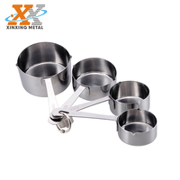 4 tasses de mesure pour la poudre en acier inoxydable, tasse doseuse de cuisine, vente en gros