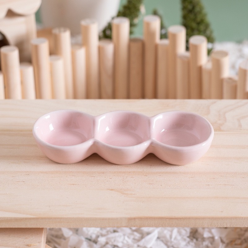 Plat 3 compartiments pour petits animaux-rose