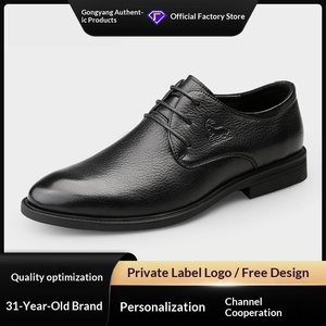 Chaussures Derby Britanniques Gongyang pour Hommes en Cuir de Vachette Première Couche, en Cuir Véritable, à Bout Pointu, à Lacets, Respirantes et Imperméables - Product Image 3