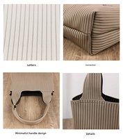 Sac fourre-tout pour femme en tricot, grande capacité, ouvert, à bandoulière, motif personnalisé, imprimé lettres, décontracté, pour le shopping et les voyages, livraison rapide