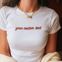 T-shirts courts personnalisés à manches courtes pour femmes, crop tops unis avec logo personnalisé, crop tops basiques ajustés