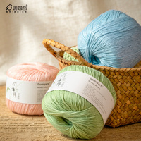 Benang Rajut Campuran Katun Halus Sutra Musim Panas 50g untuk Merajut Tangan, Menenun, Merenda, DIY Selendang, Topi