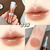 Baume à lèvres teinté compact GEGE BEAR avec miroir, rouge à lèvres hydratant effet gelée, brillance intense, soin des lèvres pour femmes et filles