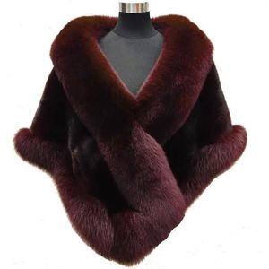 Autumn Winter Poncho Fluffy Fur <b>Shawl</b> Evening Dress Furry <b>Shawl</b> <b>Wedding</b> Banquet <b>Shawl</b> Women Plush Cape Coat - Product Image 3