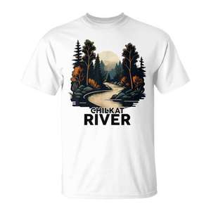 T-shirt Chilkat River au design rétro minimaliste, graphique naturel, pour hommes et femmes, vêtements unisexes - Product Image 1