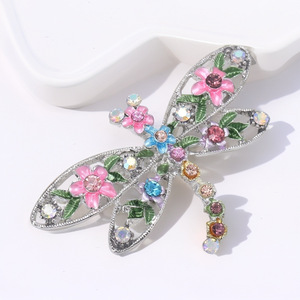 Broches de Libélula Vintage, Nuevo Broche de Insecto con Diseño Floral Calado, de Aleación Esmaltada y Pedrería, Joyería - Product Image 5